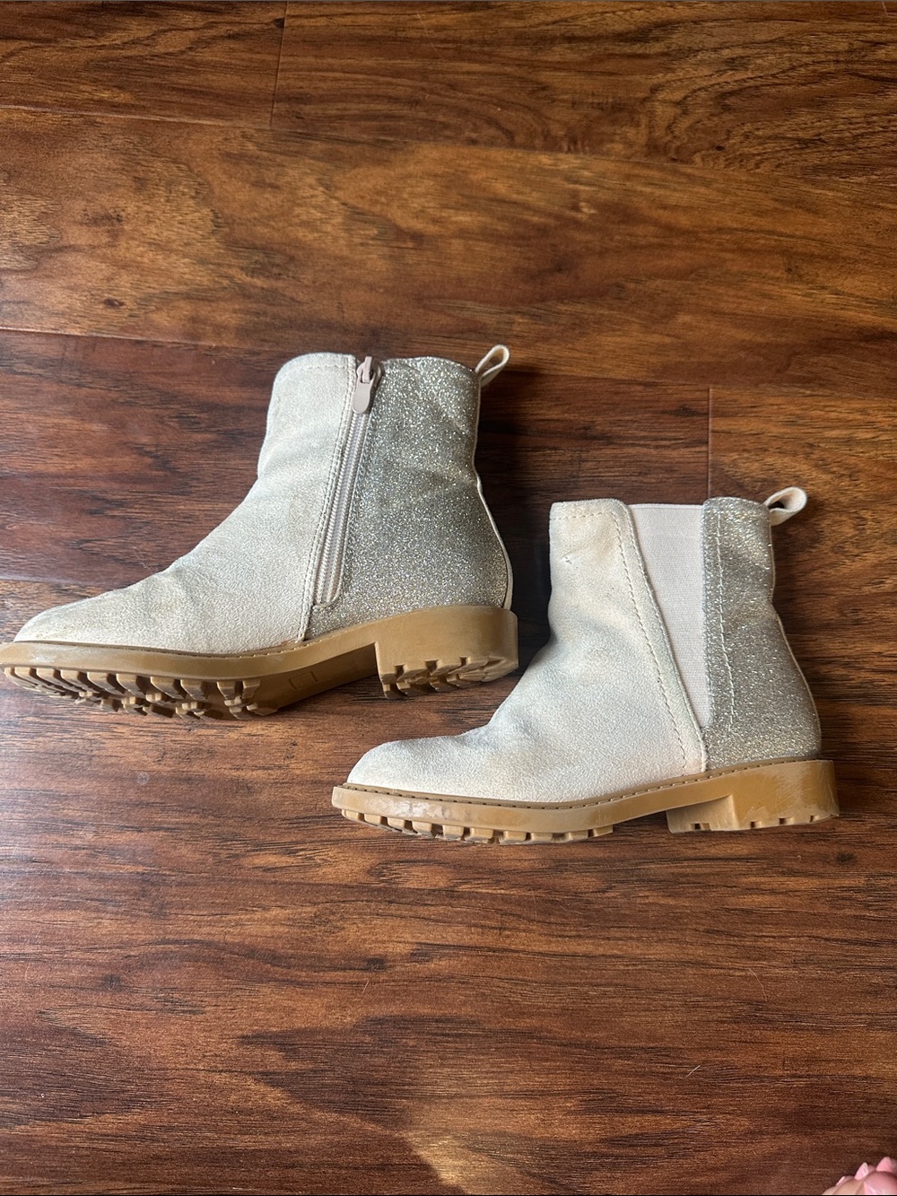 Sparkle Chelsea Ankle Boots in Light Beige